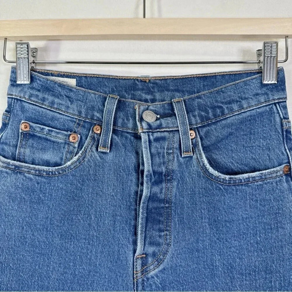 Levi's Womens Size 24x28 501 Skinny Jeans In Jive Tides Fay Hem - Picture 8 of 16